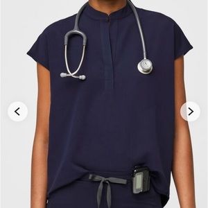 Navy Blue Figs Rafaela Oversized Scrub Top